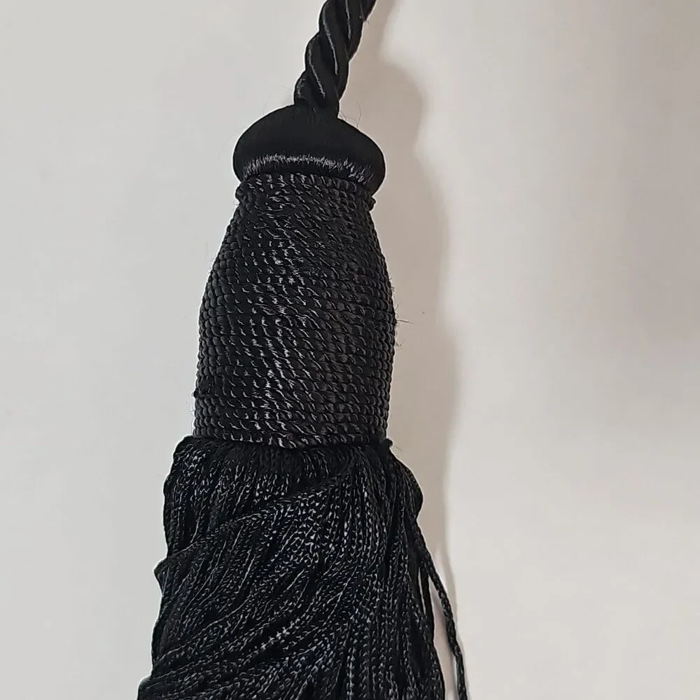 World Market Curtain Tiebacks Corded Black Tassels Window Drapery Ties NEW NOS